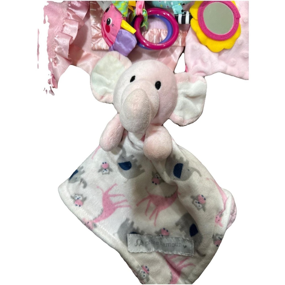Baby Lovey Lot Blanket Rattle First Snuggie Bunnies Bears Elephant Monkey Pinks - Picture 2 of 9
